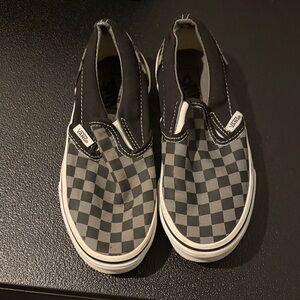 Vans Black and Gray Checkered Slip-Ons